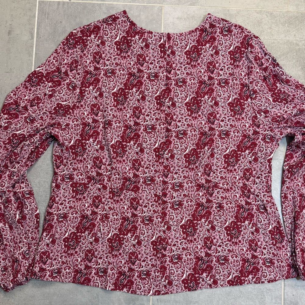 Boden Empire Waist Long Sleeve Boho Top - Red Botanic - Size XL (16-18 / UK 20) - Picture 7 of 13